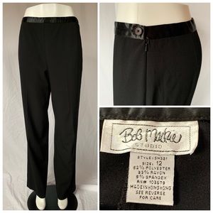 Bob Mackie satin waistband high waist career pants